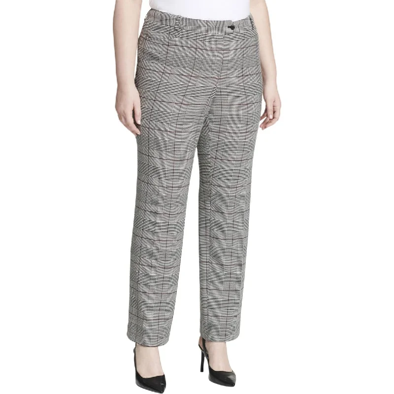 Calvin Klein Womens Plus Plaid Modern Fit Straight Leg Pants Stylish Casual Pants