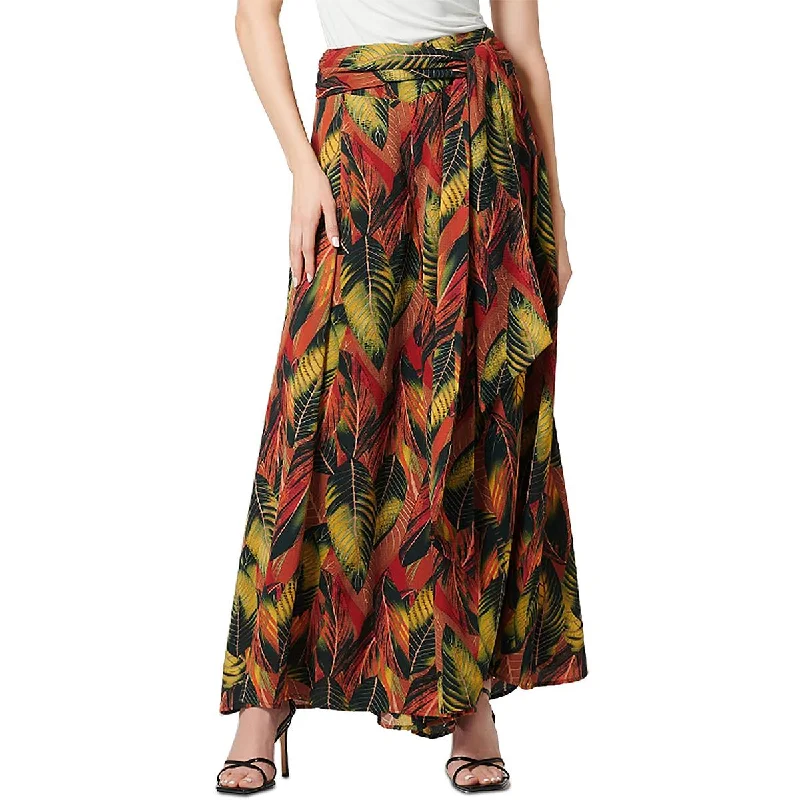 Gracia Womens Printed Tie Waist Wide Leg Pants Comfortable Fleece Pants