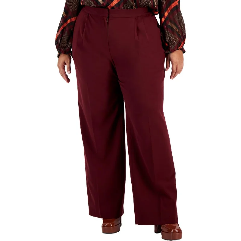 Bar III Womens Plus Pleated High Rise Wide Leg Pants Classic Chino Pants