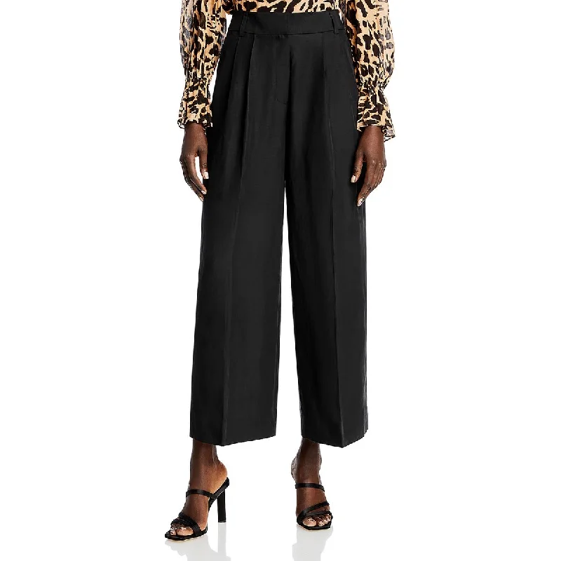 Kobi Halperin Womens Linen Blend Pleater Wide Leg Pants Elegant High-Waist Pants