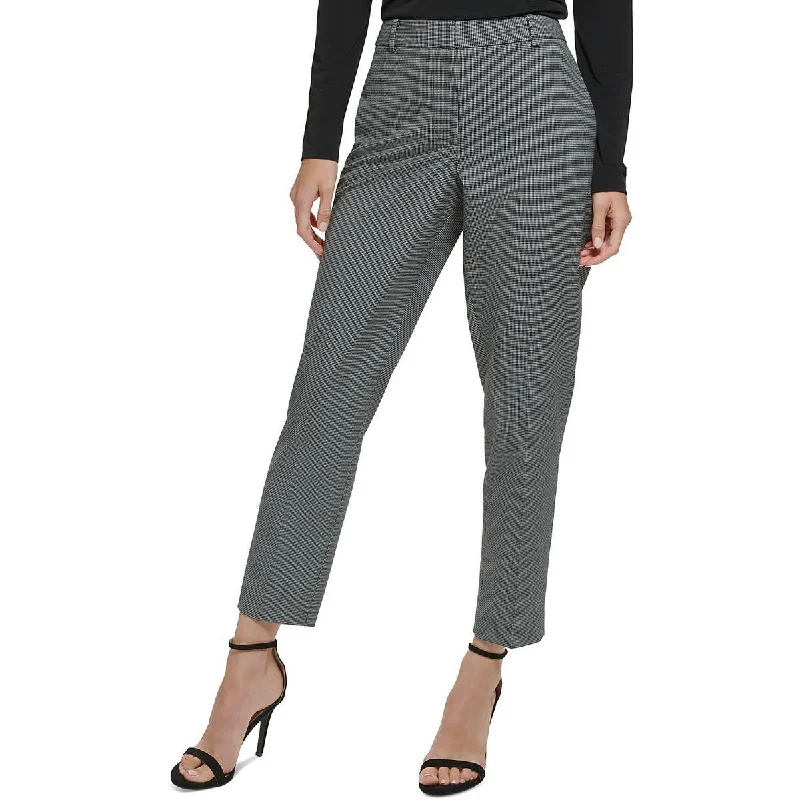 DKNY Womens Checkered Cropped Skinny Pants Trendy Printed Leggings