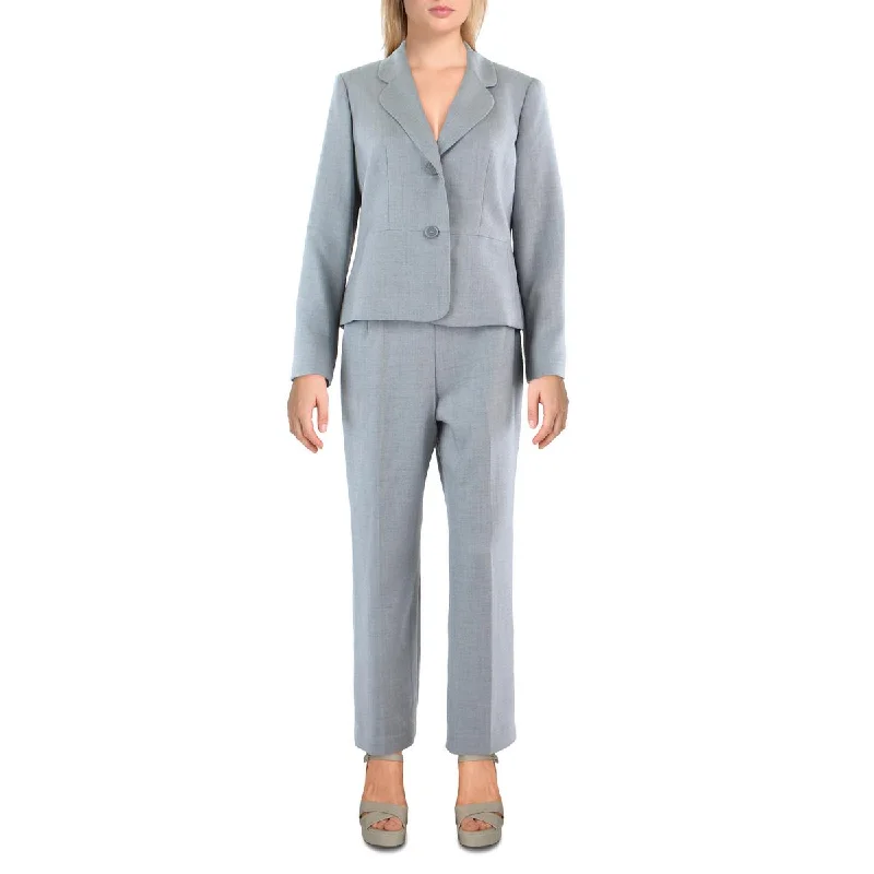 Le Suit Womens Petites Woven 2PC Pant Suit Trendy Wide-Legged Trousers