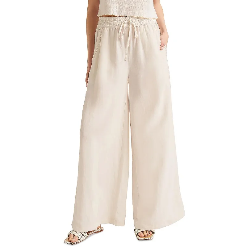 Splendid Womens Bailey Slub Linen Wide Leg Pants Soft Sweatpants Style