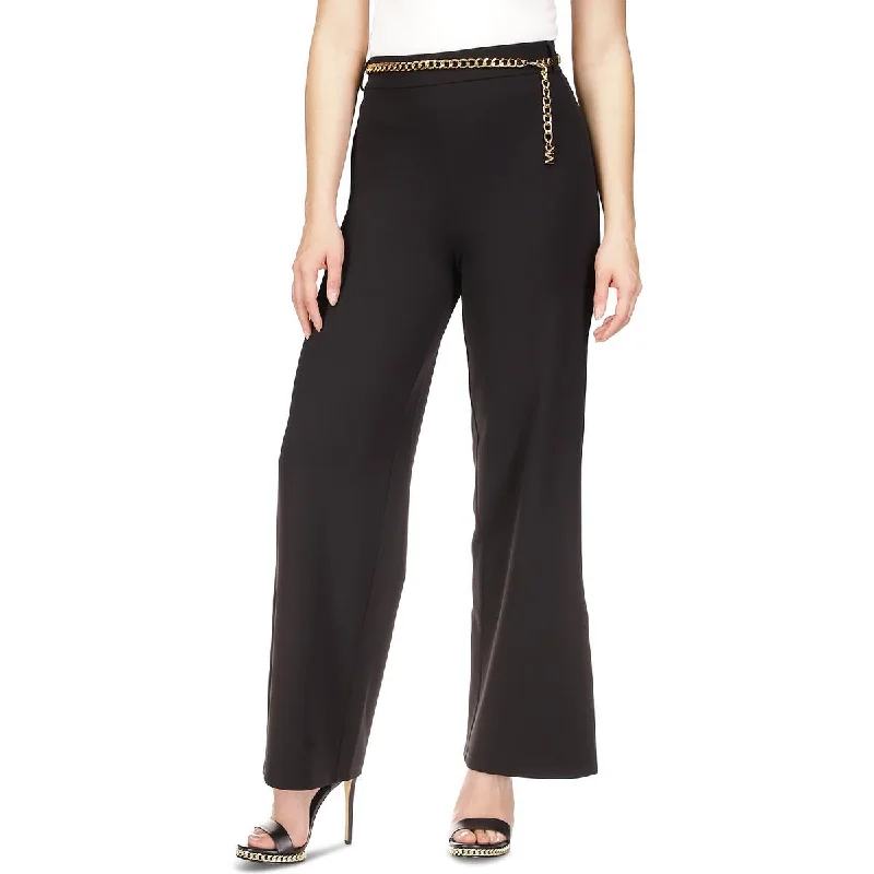 MICHAEL Michael Kors Womens Crepe Dressy Wide Leg Pants Classic Chino Pants