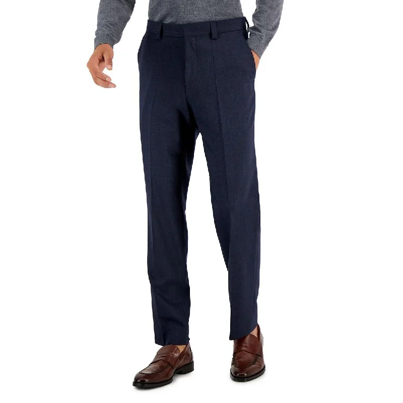 Hugo Mens Wool Blend Glen Plaid Suit Pants Relaxed High-Waist Trousers