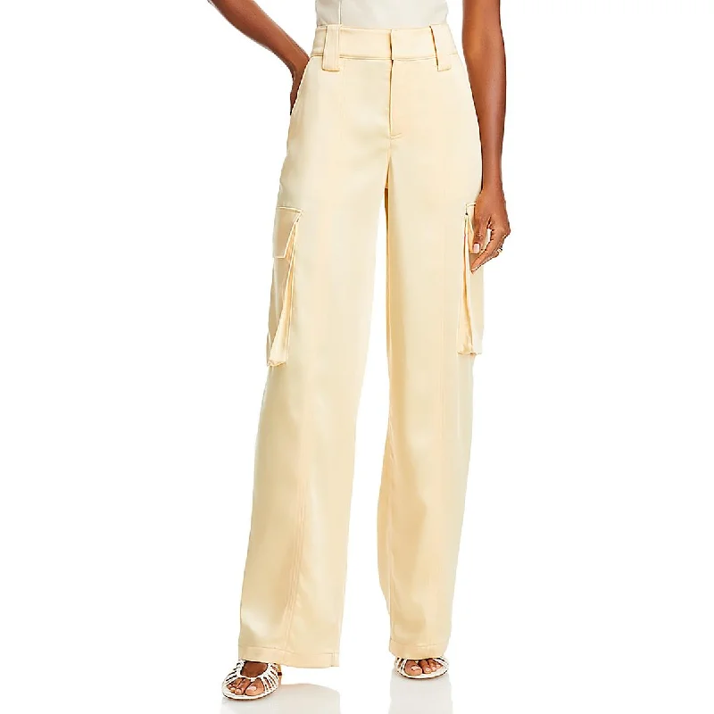 A.L.C. Womens High Rise Cuffed Legs Wide Leg Pants Relaxed Linen Pants