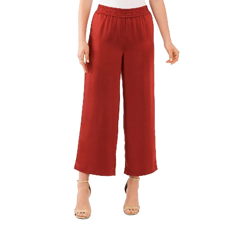 Vince Camuto Womens Cropped Satin Wide Leg Pants Chic Wool Trousers