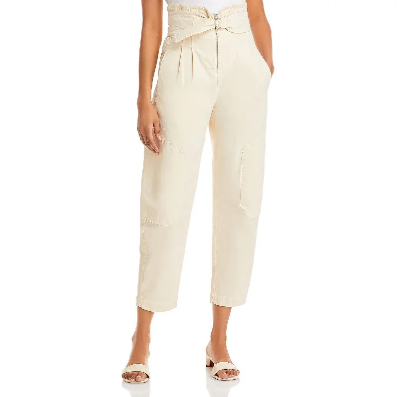 Sea New York Womens Suri Canvas Belted Paperbag Pants Comfy Cargo Trousers