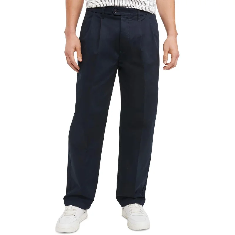 Tommy Hilfiger Mens Pleated Relaxed Fit Chino Pants Soft Wool Pants