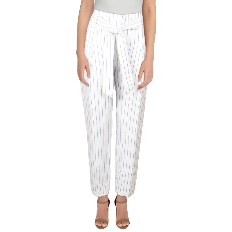 Lauren Ralph Lauren Womens Cadby Linen Striped Straight Leg Pants Comfortable Jogging Pants