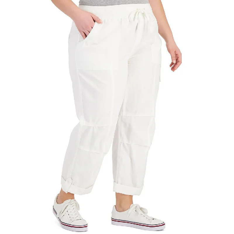 Tommy Hilfiger Womens Plus High Rise Ankle Cargo Pants Slim Fit Casual Pants