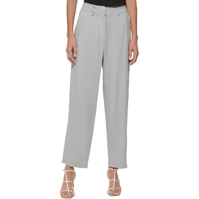 DKNY Womens Linen High Rise Straight Leg Pants Stylish Harem Pants