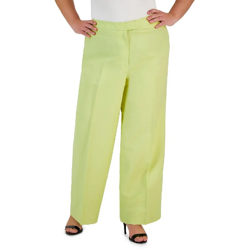 Anne Klein Womens High Rise Stretch Wide Leg Pants Trendy Work Pants