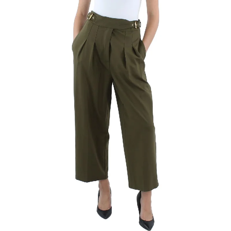 Lauren Ralph Lauren Womens Pleated Ponte Cropped Pants Chic Wool Trousers