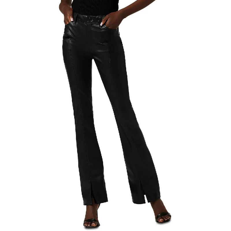 Hudson Womens BARBARA Faux Leather High Waist Bootcut Pants Comfortable Denim Pants