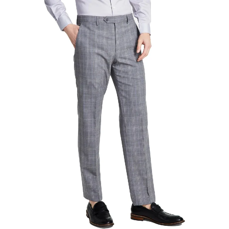 Michael Kors Mens Wool Blend Plaid Suit Pants Trendy Wide-Leg Pants