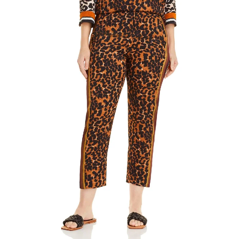 Kobi Halperin Womens Aria Striped Animal Print Ankle Pants Classic Bootcut Trousers