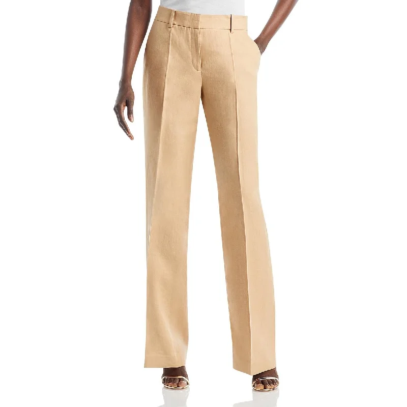 Lafayette 148 New York Womens High Rise Pleated Wide Leg Pants Cozy Full-Length Pants