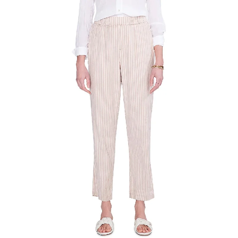 Nic + Zoe Womens Striped Casual Straight Leg Pants Relaxed High-Waist Trousers