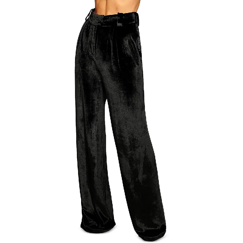 Ramy Brook Womens Marceline Velvet High Rise Wide Leg Pants High-Waist Yoga Pants