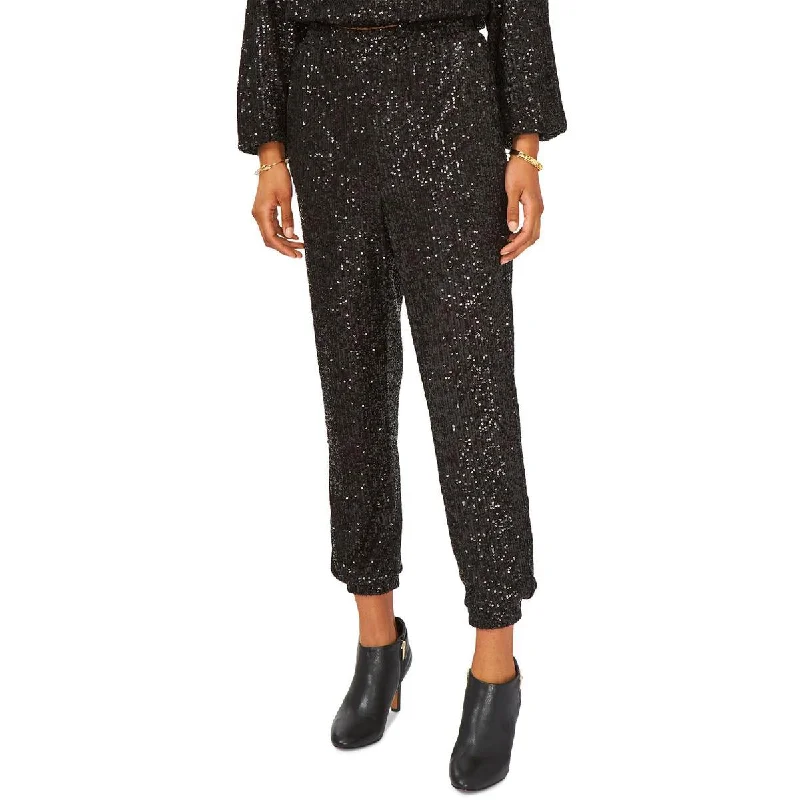 Vince Camuto Womens Sequined High Rise Jogger Pants Formal Slim Pants