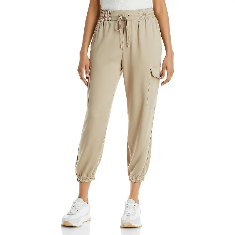 Aqua Womens Cargo Drawstring Jogger Pants Slim-Fit Khaki Pants