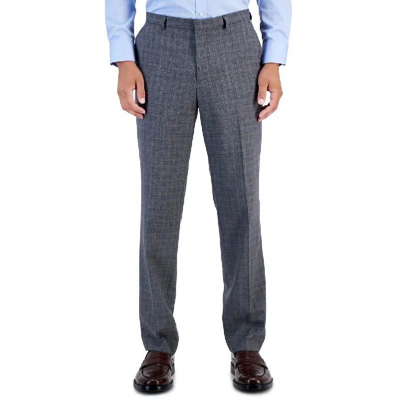 Hugo Mens Wool Blend Plaid Dress Pants Trendy Tapered Pants