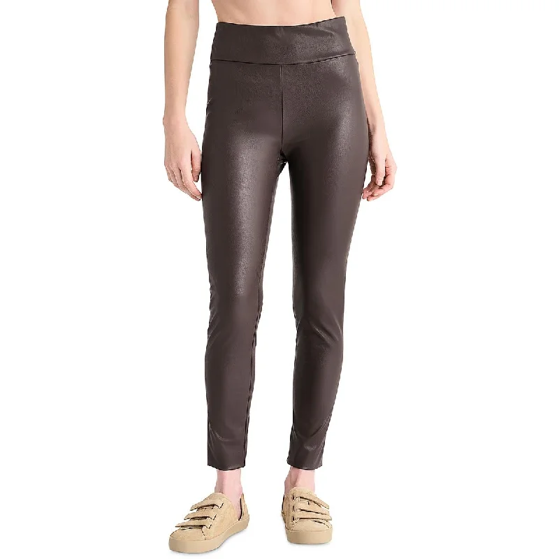 Splendid Womens Faux Leather High Rise Skinny Pants High-Waist Jogger Pants