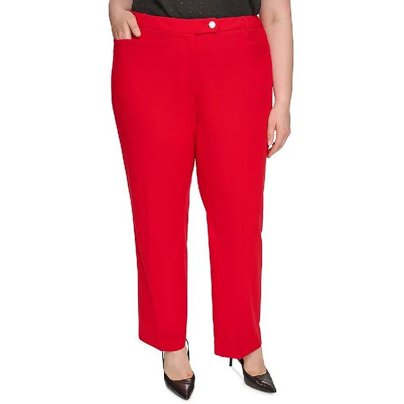 Calvin Klein Womens Mid-Rise Office Straight Leg Pants Classic Stretch Pants