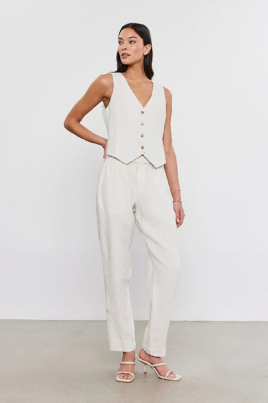 JESSIE HEAVY LINEN PANT Elegant Silk Pants