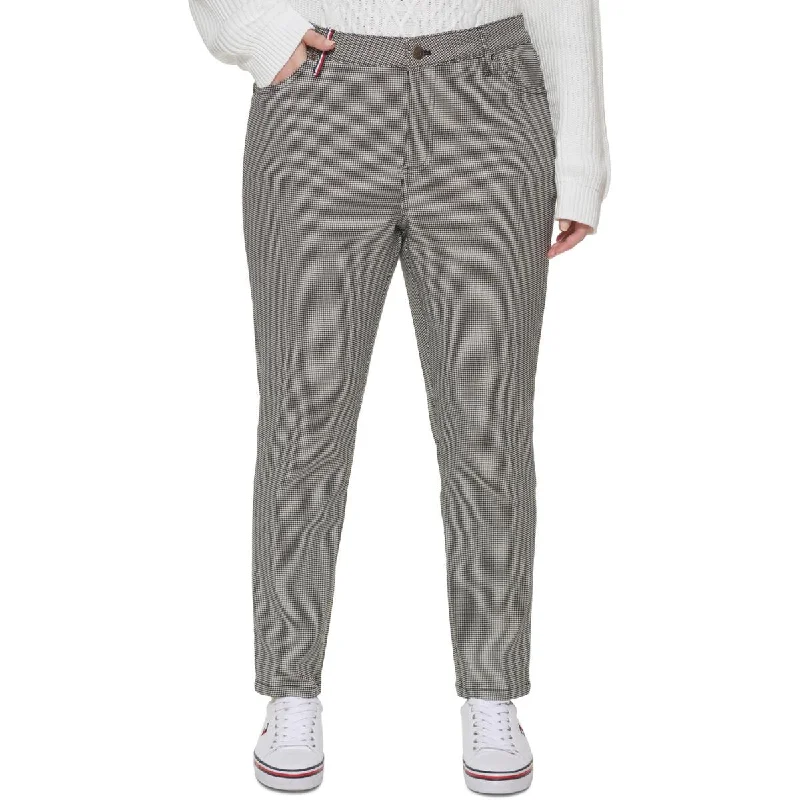 Tommy Hilfiger Womens Plus Tribeca Houndstooth Office Straight Leg Pants Comfy Athletic Pants