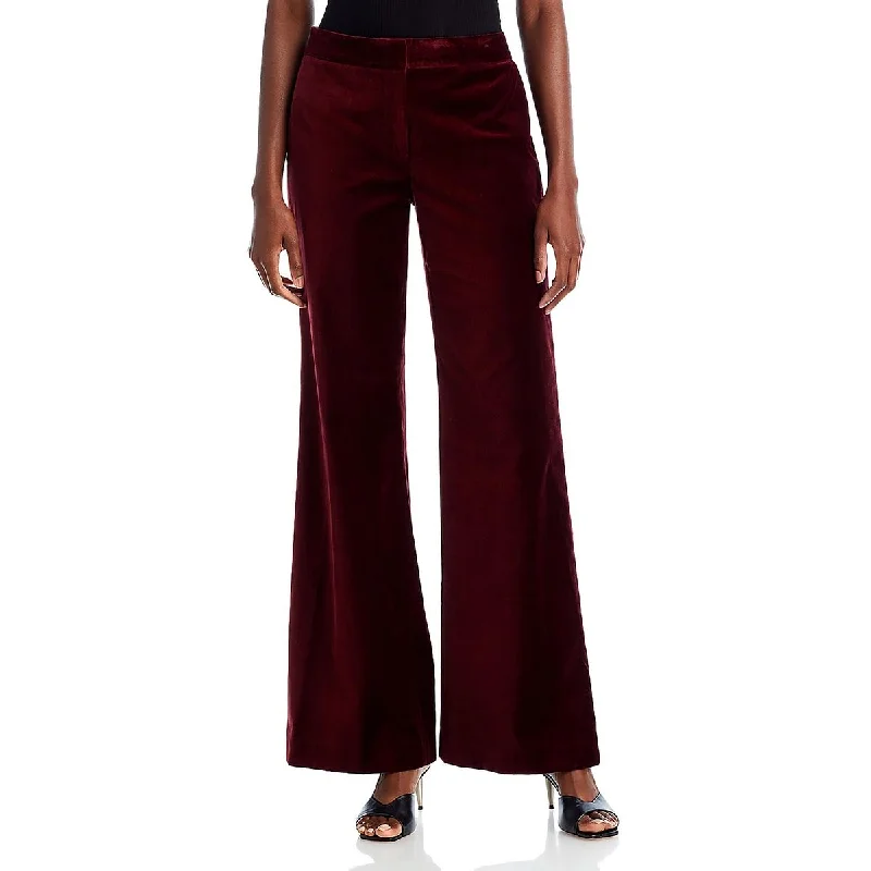 Kobi Halperin Womens Nile High-Rise Velvet Wide Leg Pants Comfy Zip-Up Pants