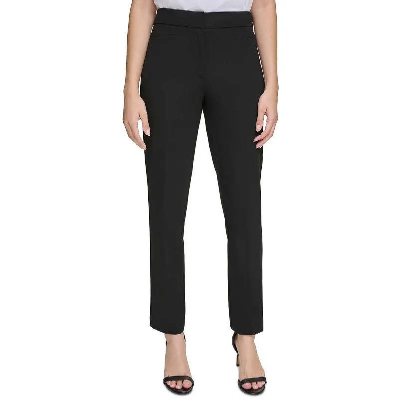 Calvin Klein Womens High Rise Workwear Ankle Pants Chic Black Leggings