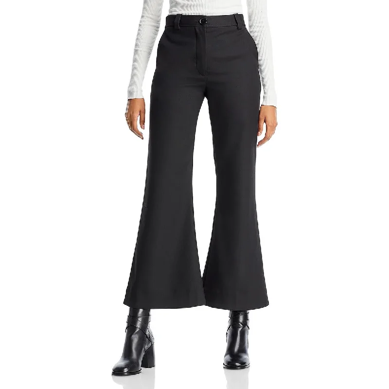 By Malene Birger Womens Wool High Rise Flared Pants Comfortable Wide-Leg Pants