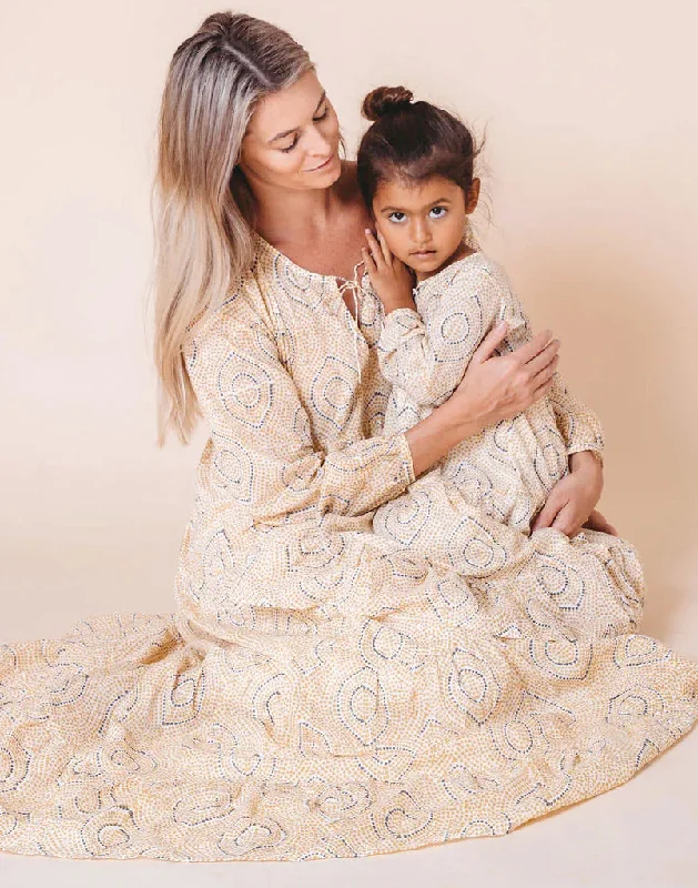 Block Printed Women's Kaftan Dress - Oia