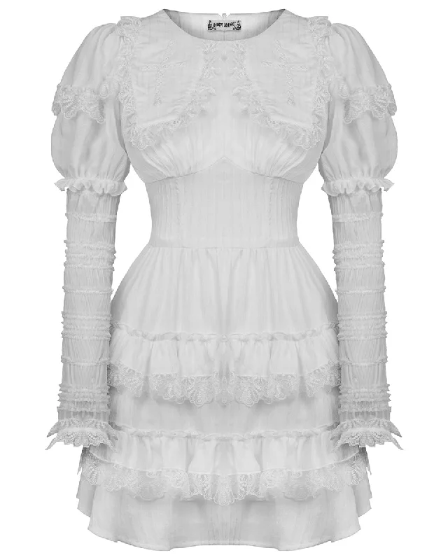 Dark In Love Gothic Angel Casket Collar Dress - White