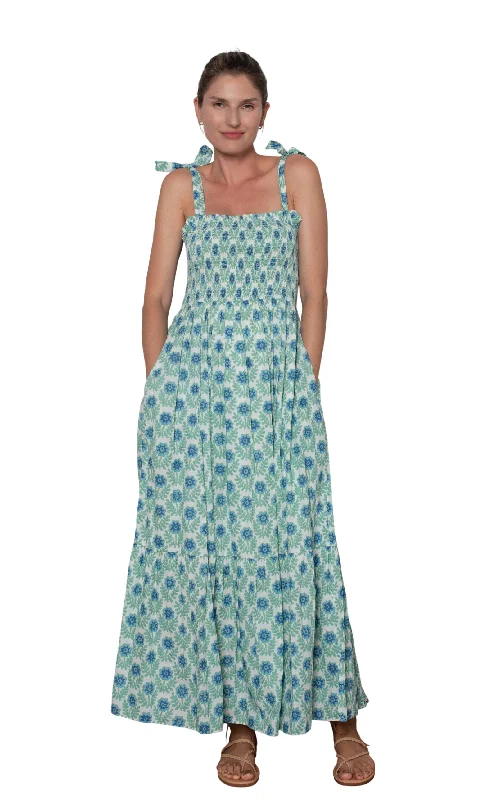 Mia Dress White And Green Azalea