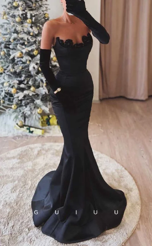 G4347 - Sexy & Hot Trumpet Strapless Beaded Evening Gown Prom Dress with Long Gloves and Sweep Train G4347 - Sexy & Hot Trumpet Strapless Beaded Evening Gown Prom Dress with Long Gloves and Sweep Train