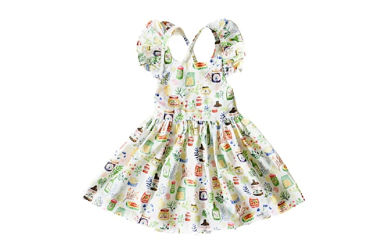 Ruffle Sleeve Dress In Gourmet Picnic