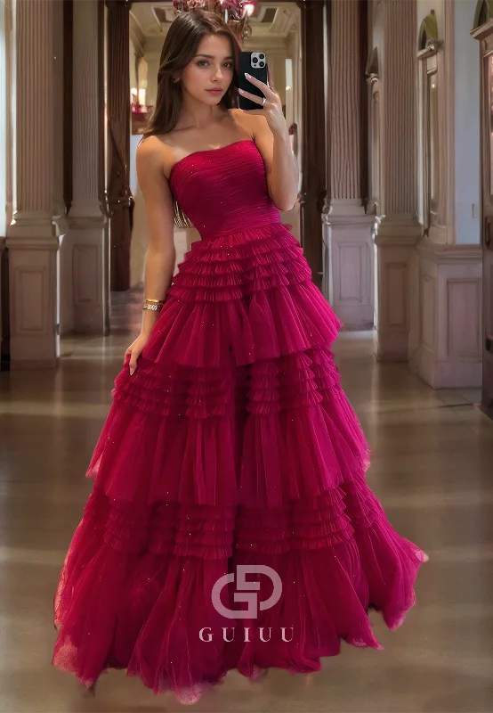 G2779 - Chic & Modern A-Line Glitter Strapless Ball Gown Long Prom Evening Dress
