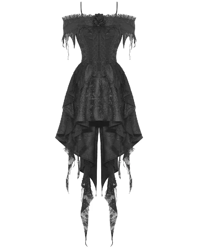 Dark In Love Womens Roses In Darkness Hi-Low Prom Dress