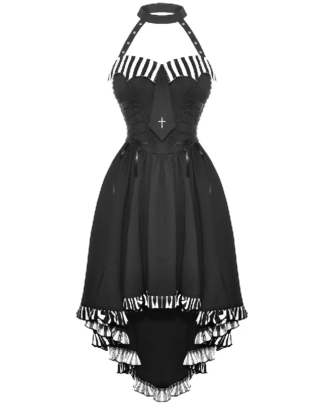 Dark In Love Womens Gothic Harlequin Lolita Crucifix Dress - Black & White