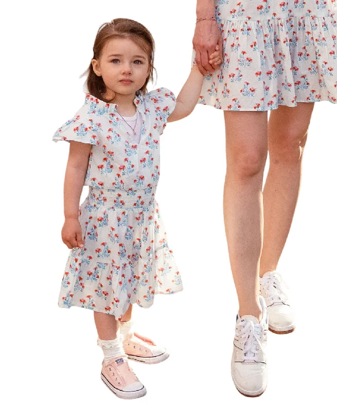 Mini O&i Ella Dress White And Red Ditsy