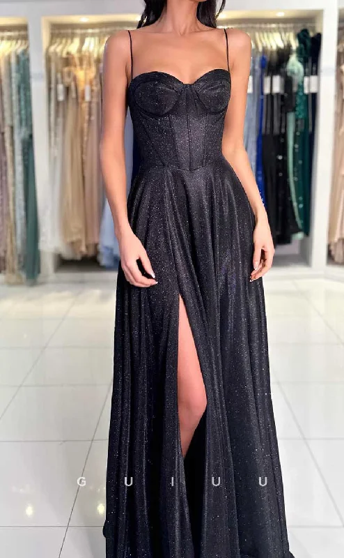 G4506 - Simple & Casual A-Line Strapless Straps Sleeveless High Side Slit Long Prom Evening Dress G4506 - Simple & Casual A-Line Strapless Straps Sleeveless High Side Slit Long Prom Evening Dress