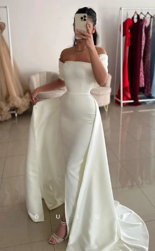 G3835 - Simple & Casual Mermaid OffShoulder Long Prom Evening Dress with Slit and Train G3835 - Simple & Casual Mermaid OffShoulder Long Prom Evening Dress with Slit and Train