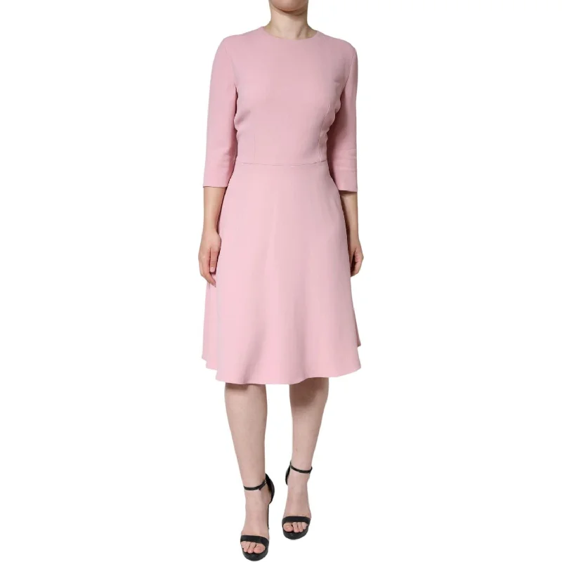 Dolce & Gabbana Pink A-line Viscose 3/4 Sleeves Dress