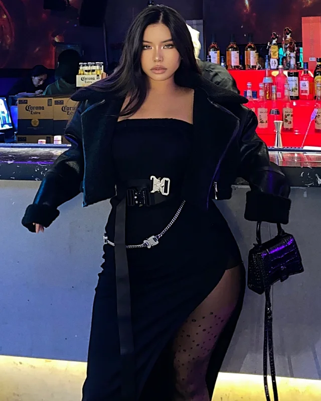 Malakai SYNEZ Solid Colour Black Long Dress