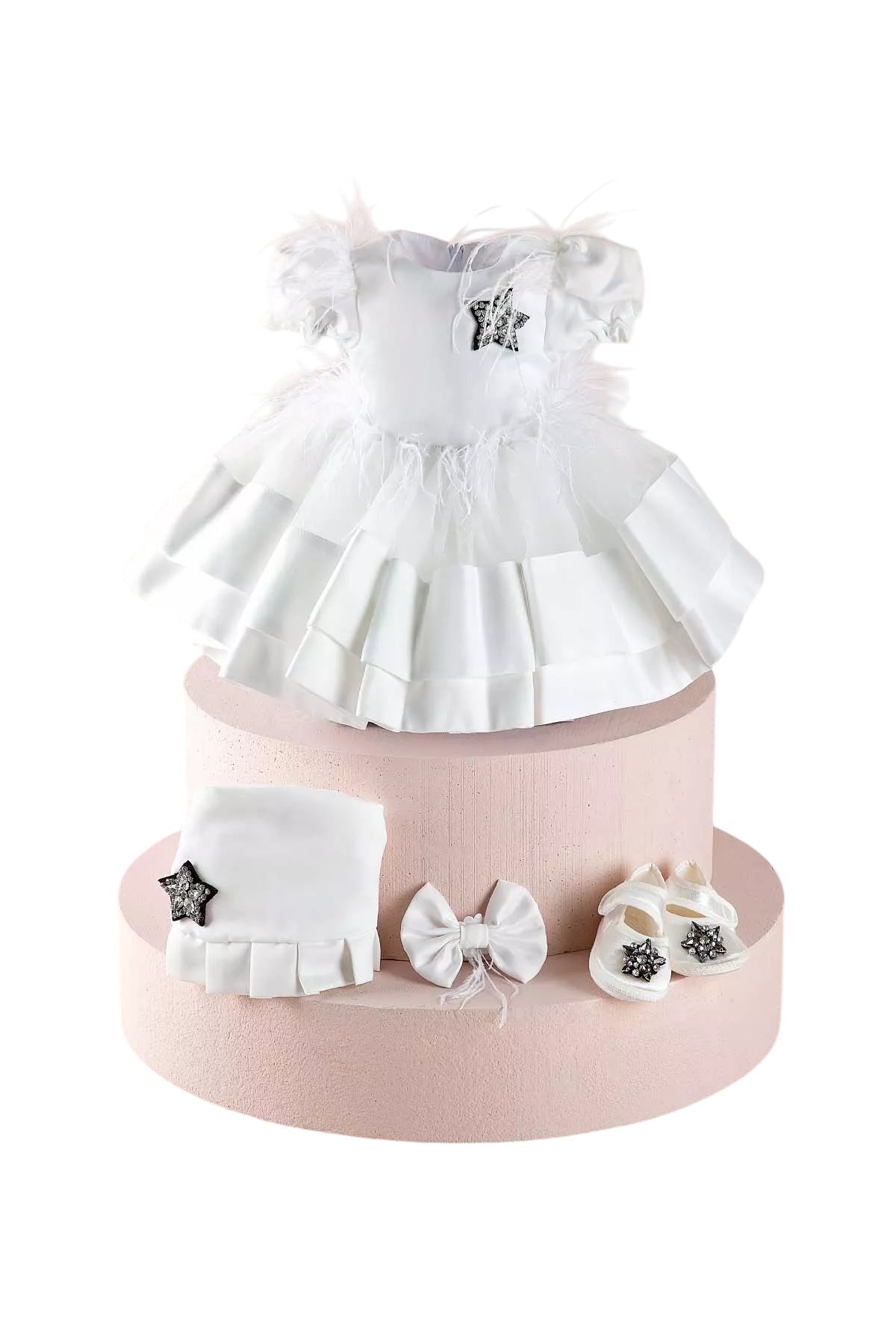 Star White Baby Dress Set