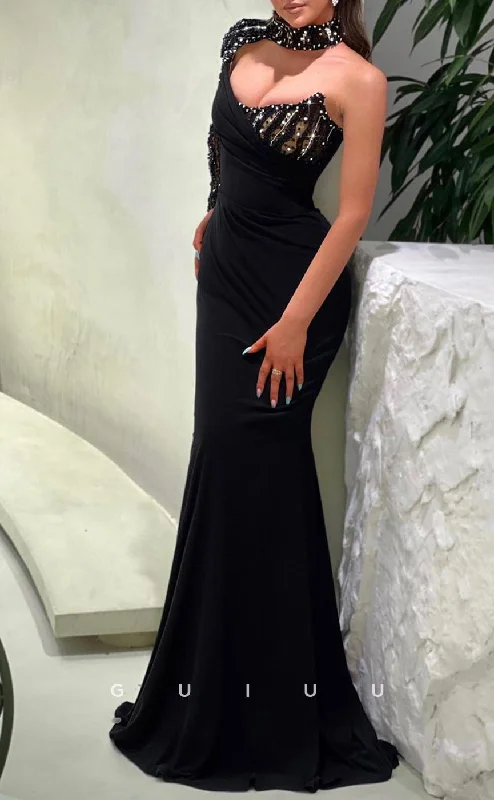 G3352 - Elegant & Sexy Sheath& Mermaid Sweetheart One Shoulder Floor-Length Dress with Bead Formal Evening Dress G3352 - Elegant & Sexy Sheath& Mermaid Sweetheart One Shoulder Floor-Length Dress with Bead Formal Evening Dress