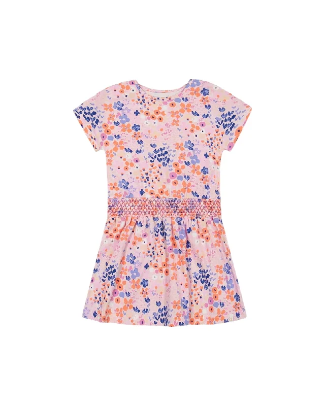 Organic Cotton Dress Lavender Printed Fields Flowers